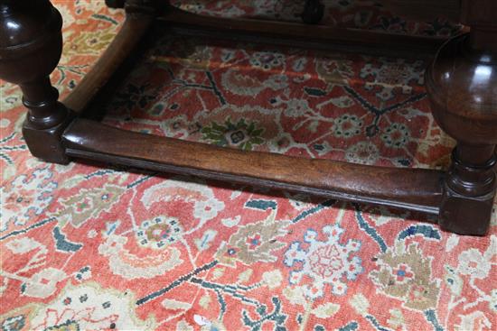 A mid 17th century Dutch oak draw leaf table extended 7ft 1.5in.